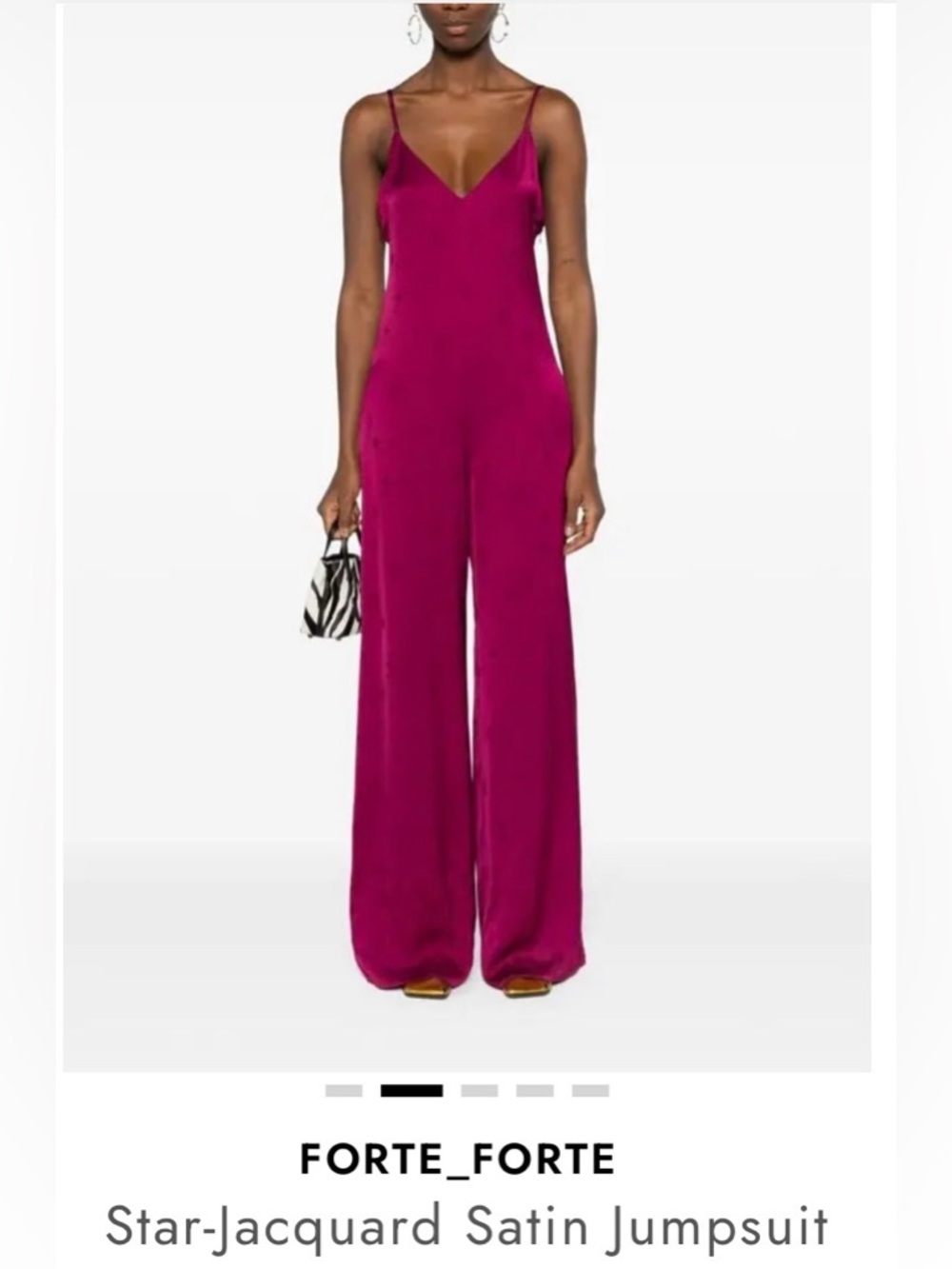 Forte-Forte, Made in Italy. Gorgeous Jacquard Magenta Wide-Leg Jumpsuit - Picture 2 of 9
